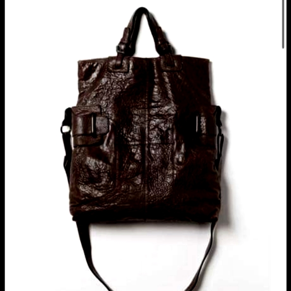 orYANY Handbags - OrYany Foldover Tote Bag Leather Black Purse Satchel Crossbody Convertible